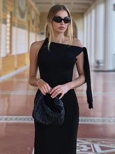 Lace Up Slim Maxi Dress Women's Sexy Hip Wrap Sleeveless Diagonal Collar Solid Elegant Female Evening Bodycon Long Dress